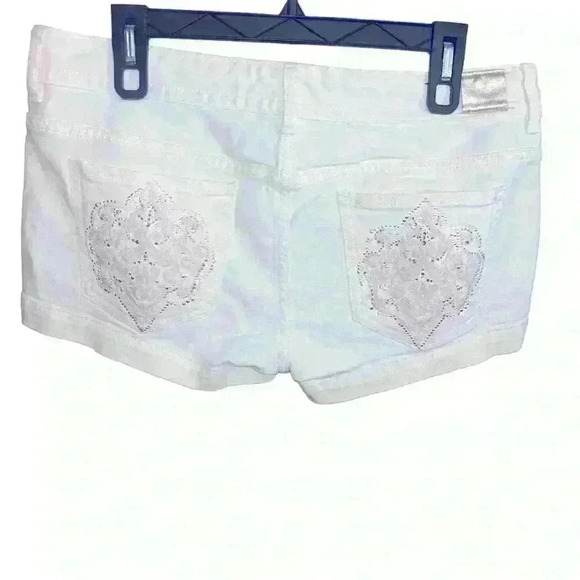 X2 Quality Denim Shorts Size 10 Stella Embroidered Embellished Pockets - Picture 3 of 5